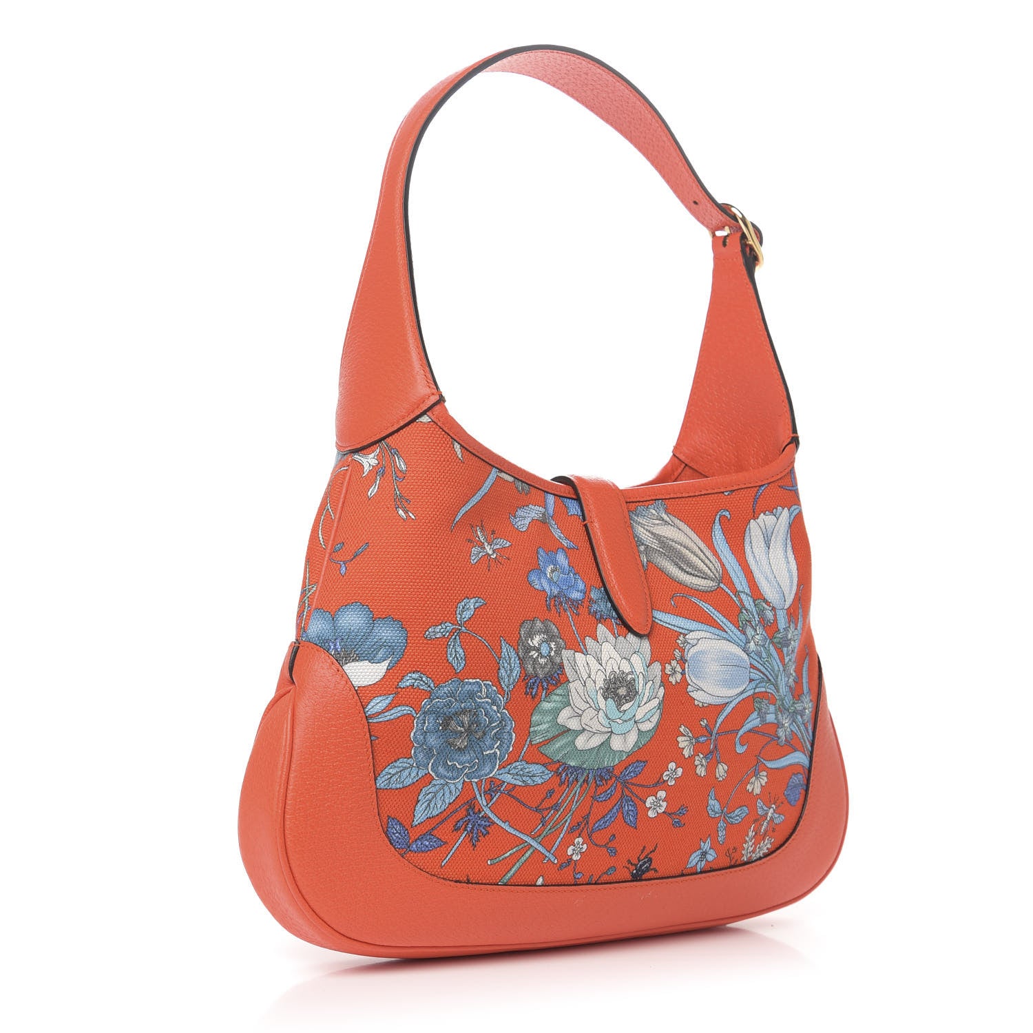 Gucci Canvas Flora Medium Jackie Hobo Orange 3 of 11