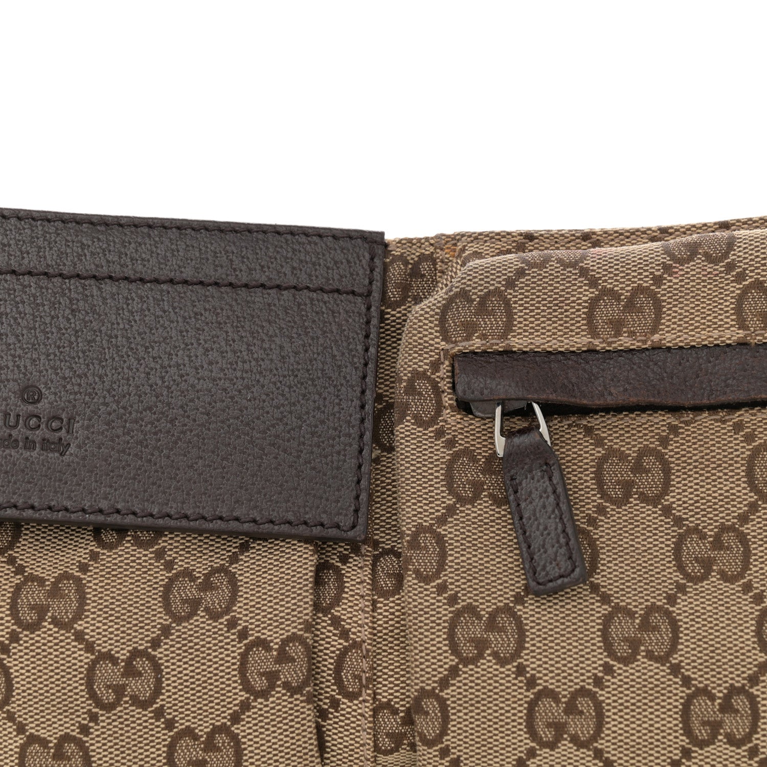 Gucci GG Monogram Web Double Pocket Belt Bag Dark Brown 8 of 11