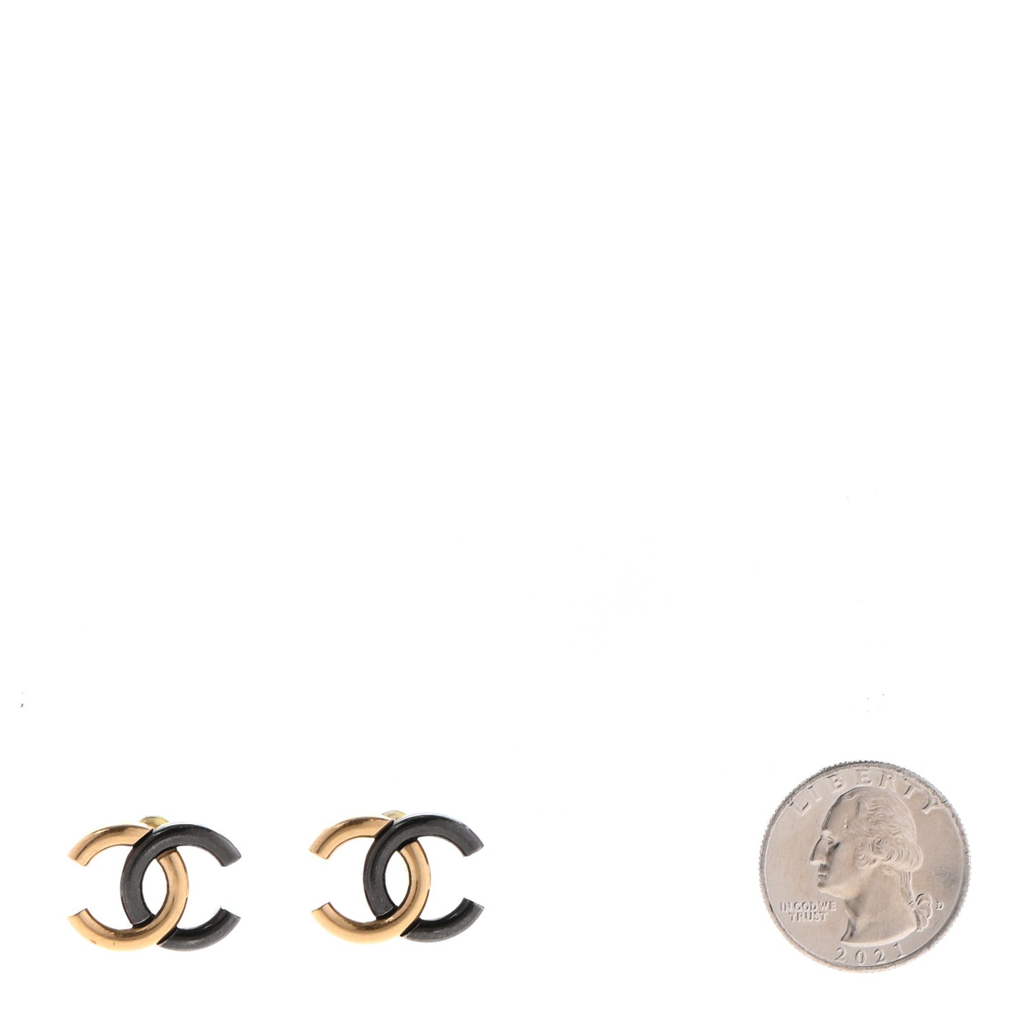 Metal CC Earrings Gold Ruthenium