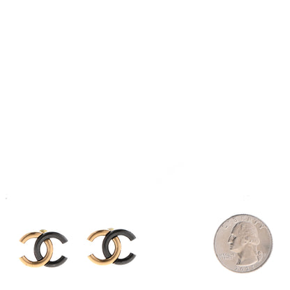 Chanel Metal CC Earrings Gold Ruthenium 2 of 4