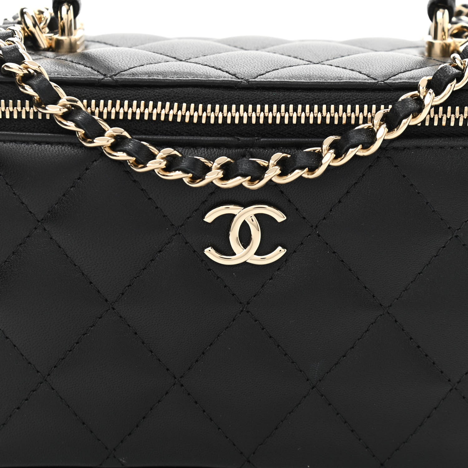 Chanel Lambskin Quilted Small Top Handle Vanity Case With Chain Black 8 of 12