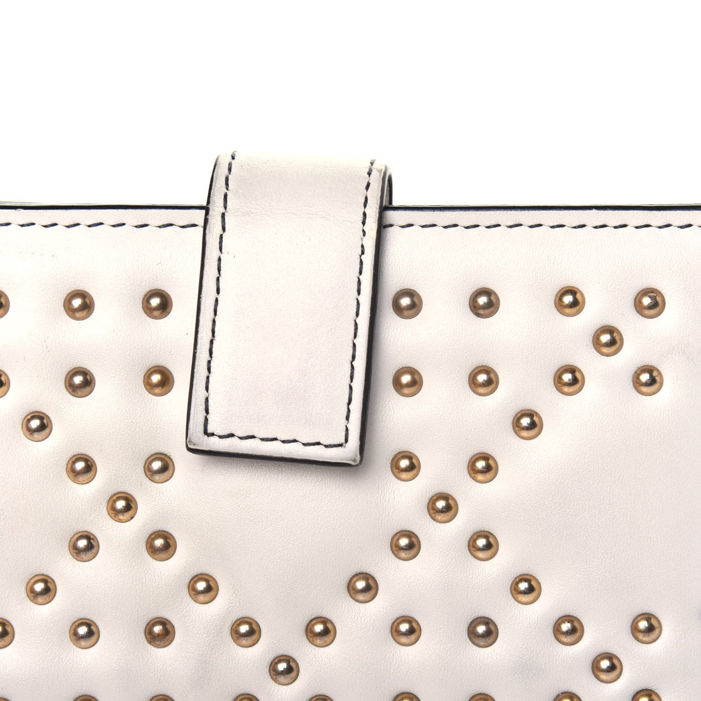 Lambskin Cannage Studded Lady Dior Eden Wallet White