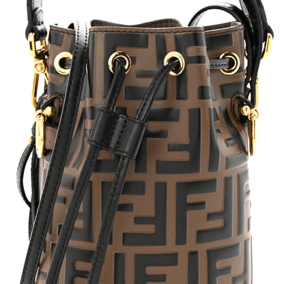 Fendi Vitello Liberty F is Fendi Bi-Color FF 1974 Embossed Mini Mon Tresor Bucket Bag Maya Black 8 of 11