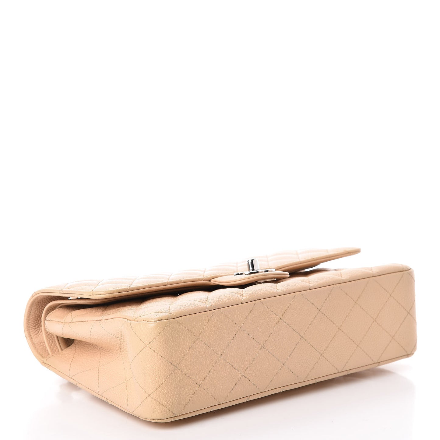 Caviar Quilted Medium Double Flap Beige Clair
