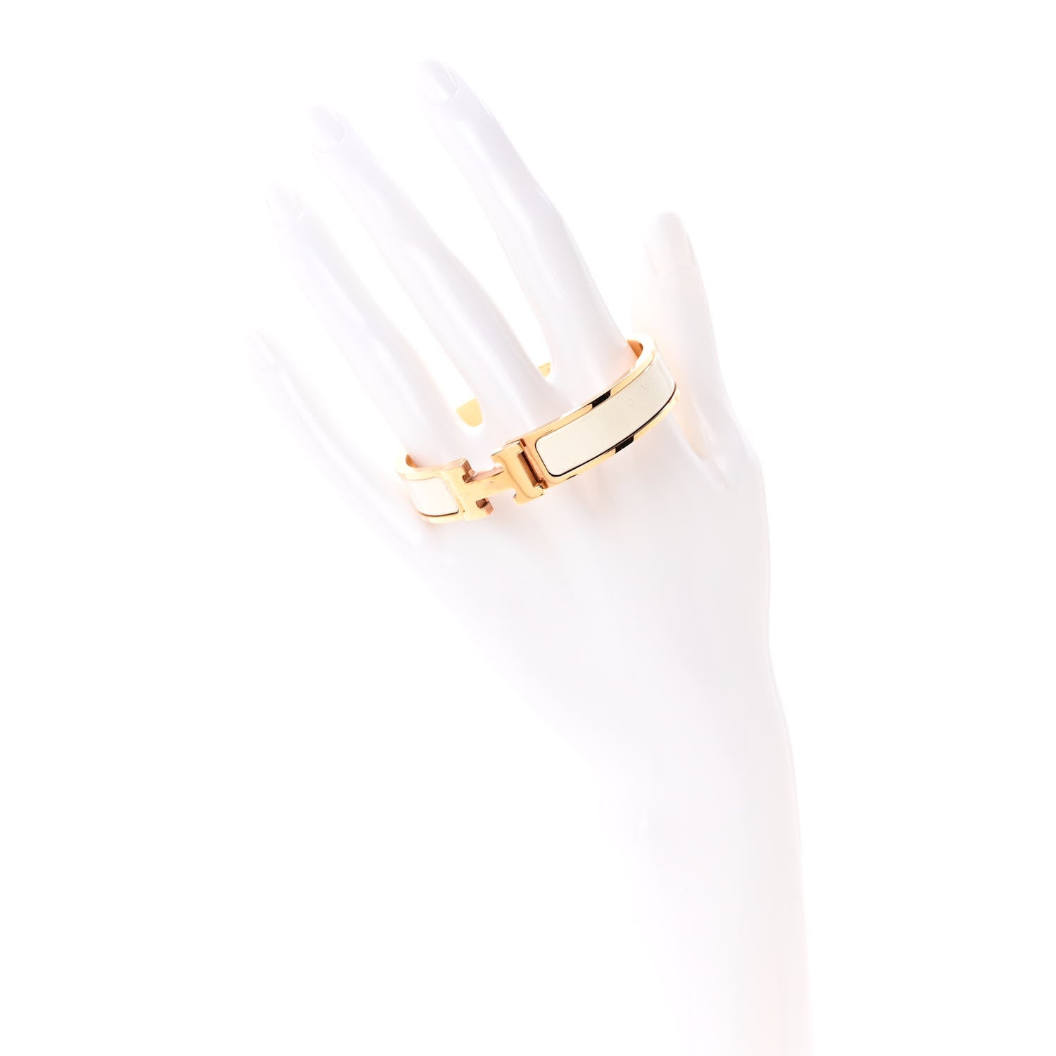 Hermes Enamel Narrow Clic Clac H Bracelet GM White 2 of 7