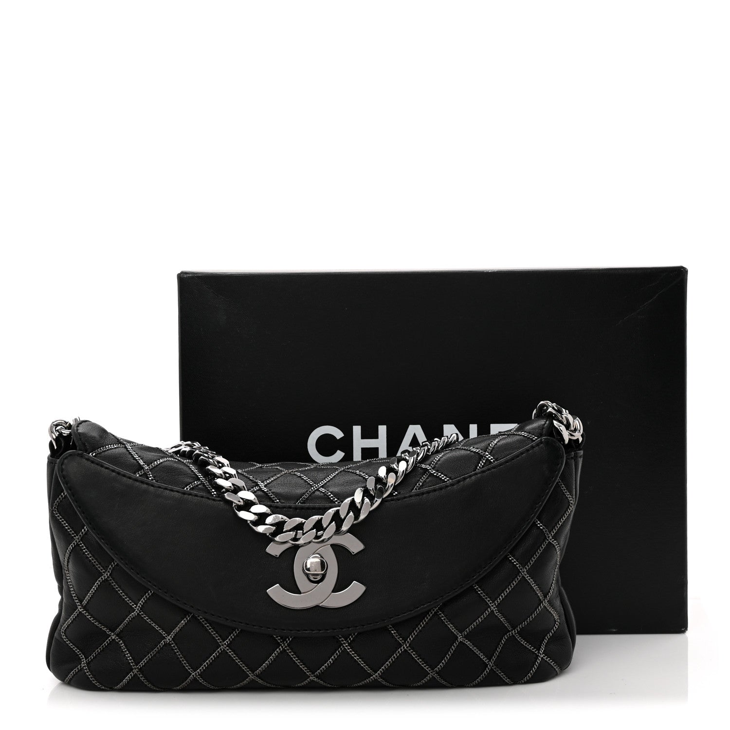 Chanel Lambskin Chain Stitch Clutch Black 12 of 12