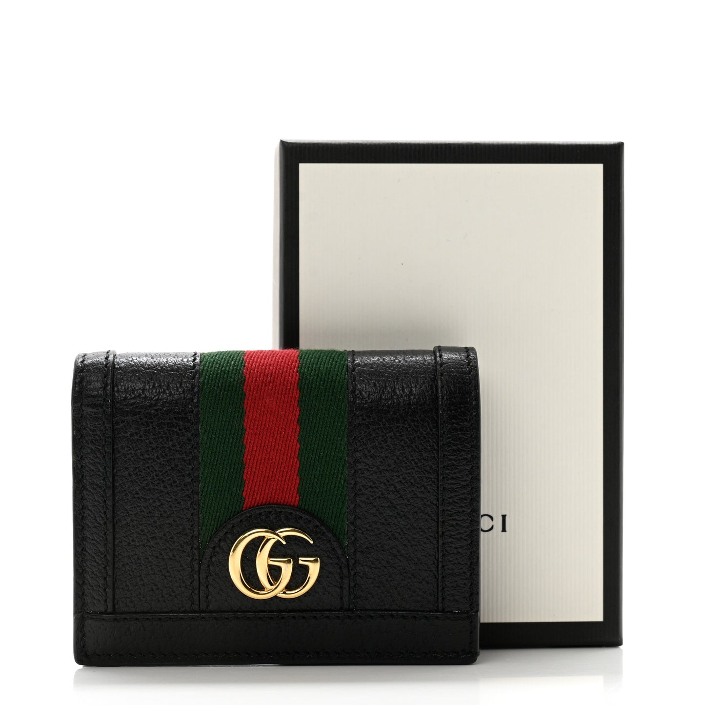 Calfskin Web Ophidia Card Case Black