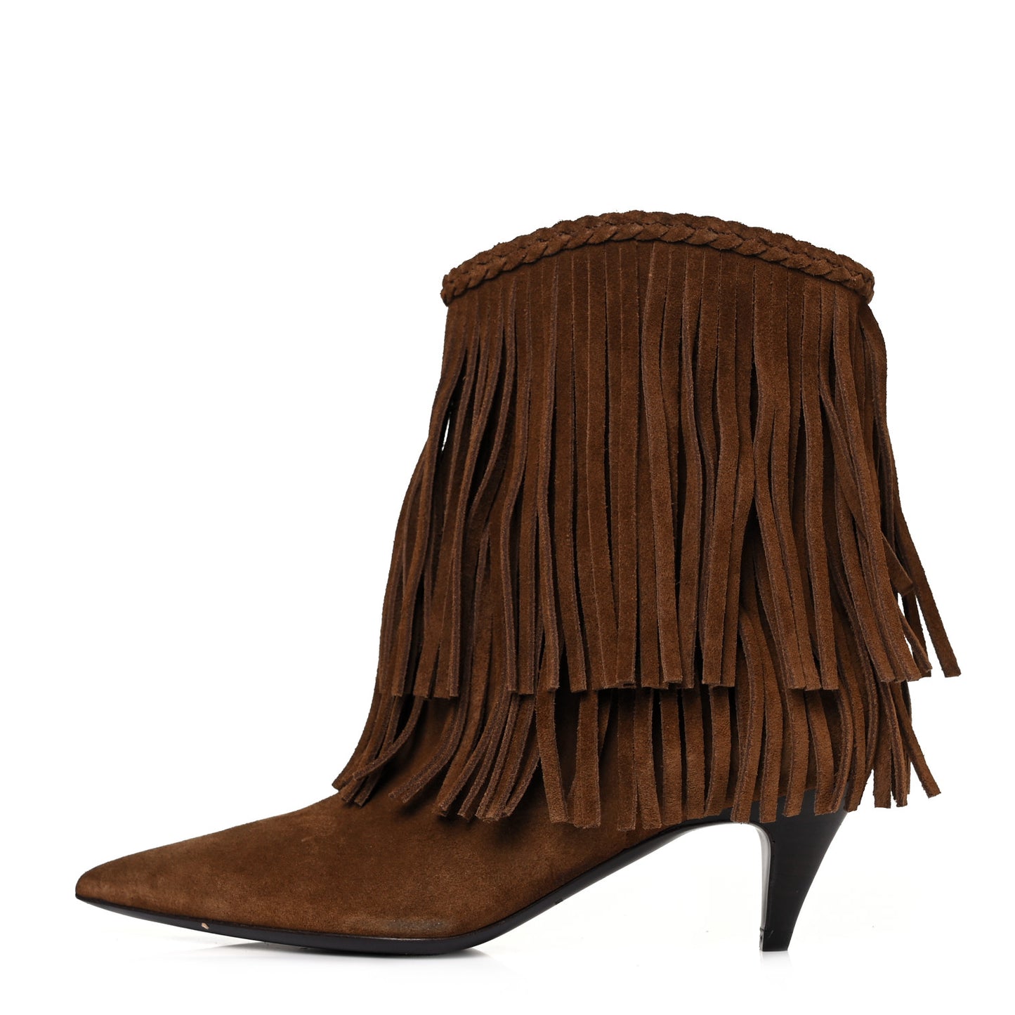 Suede Fringe Charlotte Ankle Boots 35 Tan