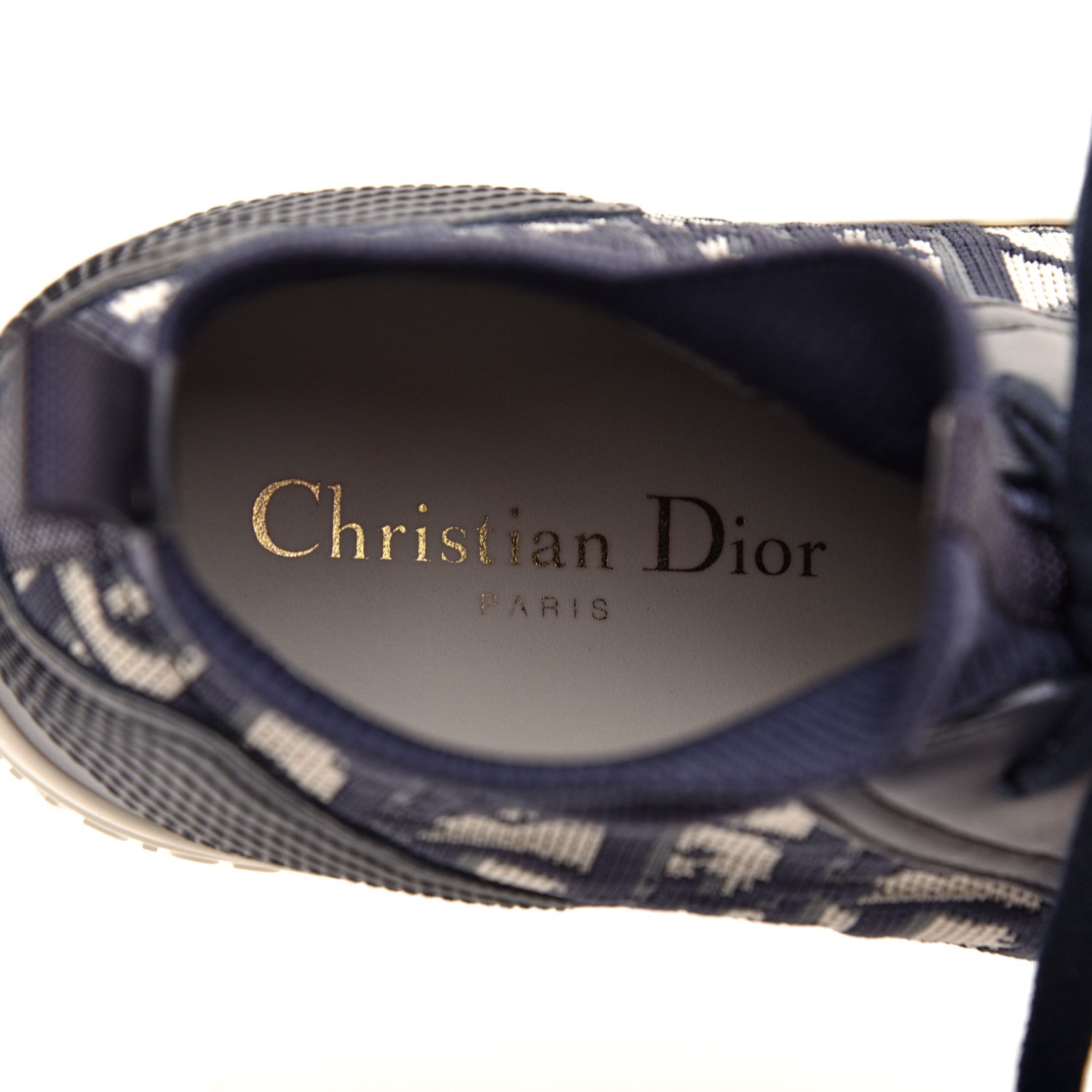 Christian Dior Technical Canvas Mesh Calfskin Womens Oblique Walk'n Dior High Top Sneakers 36.5 Deep Blue 8 of 8