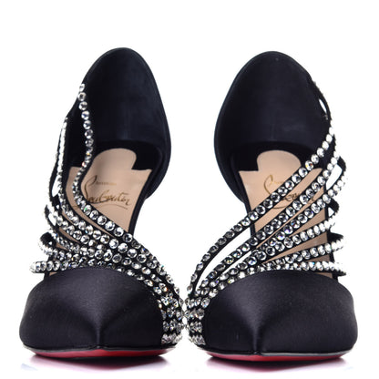 Christian Louboutin Crepe Satin Strass Antinorina 100 Pumps 37 Black 2 of 8