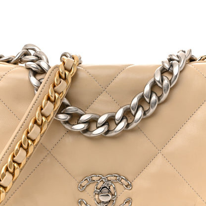 Chanel Lambskin Quilted Large Chanel 19 Flap Beige 8 of 14