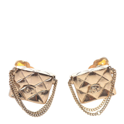 Chanel CC Quilted Flap Bag Clip On Earrings Gold 1 of 4