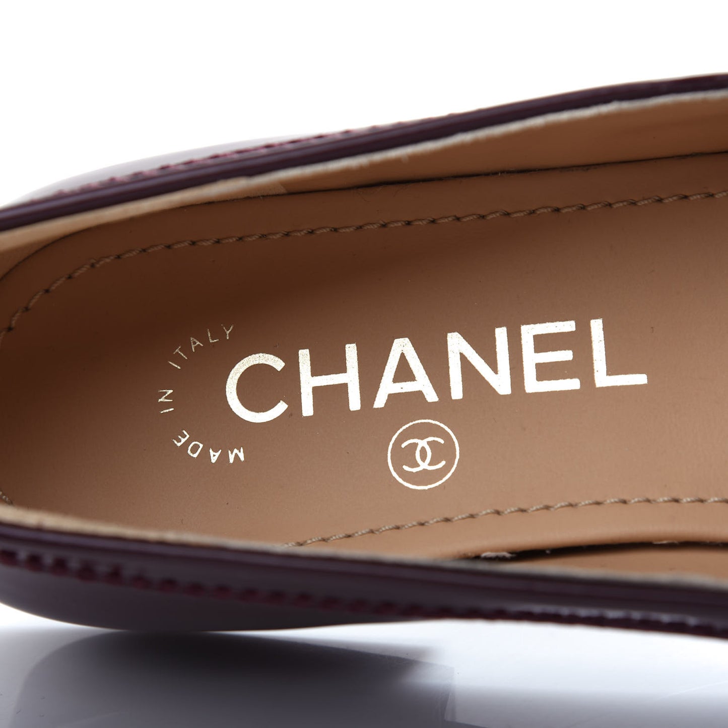 Patent Calfskin CC Loafers 37.5 Burgundy