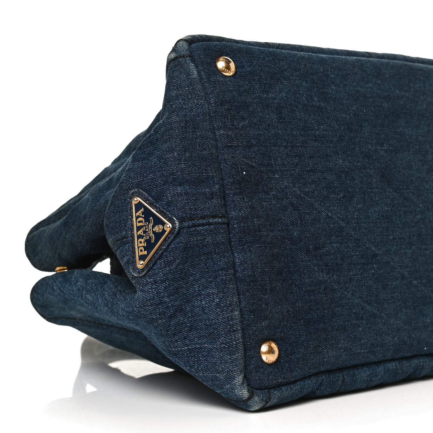 Prada Denim Logo Tote Bleu 7 of 11