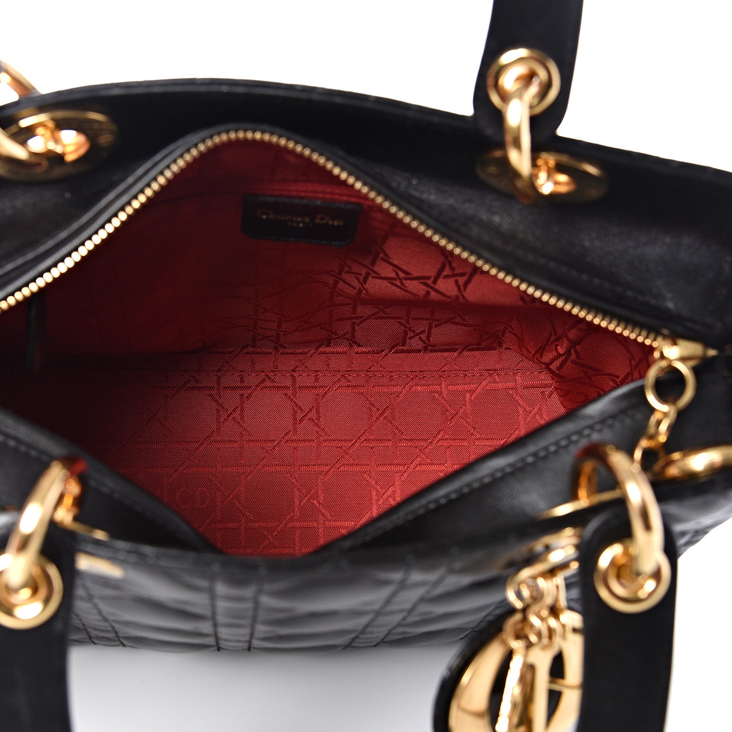 Christian Dior Lambskin Cannage Medium Lady Dior Black 4 of 12