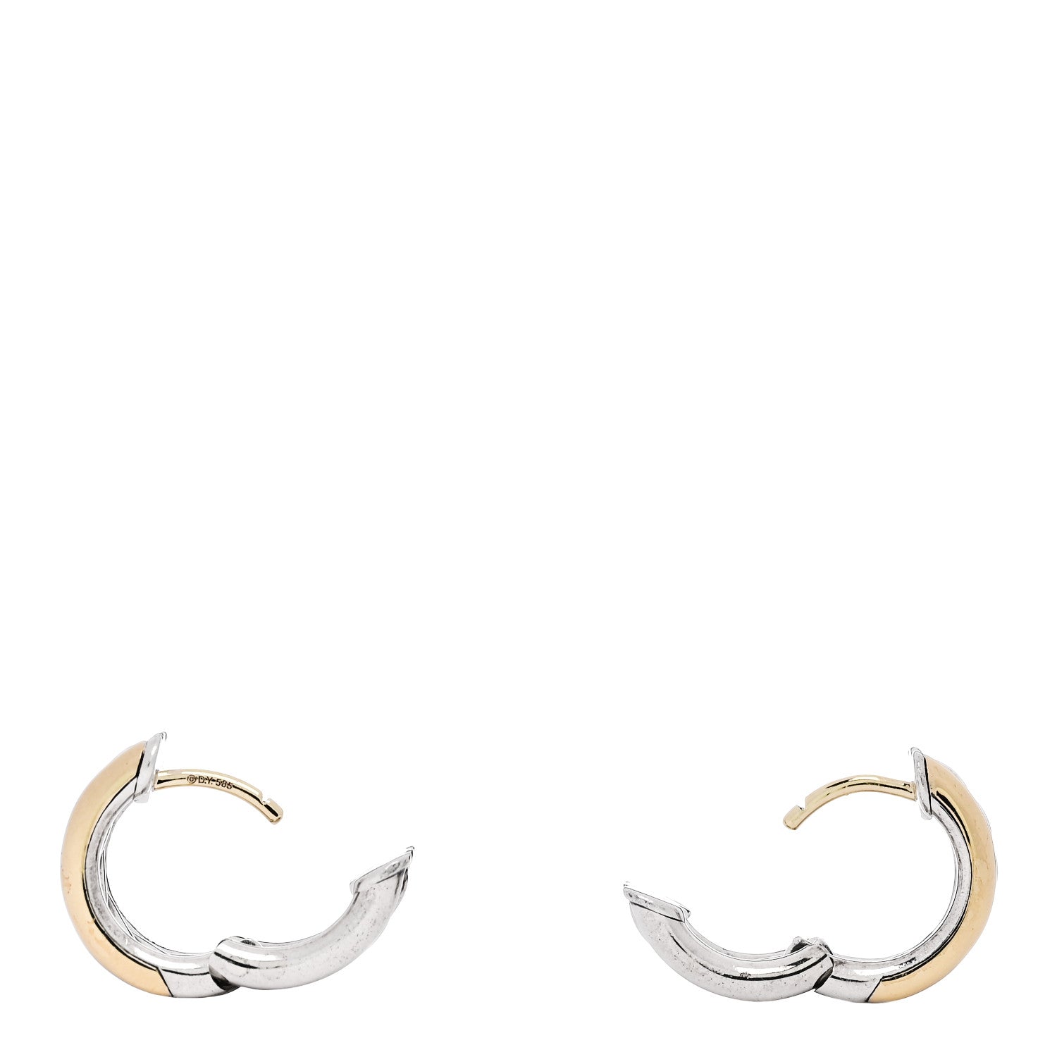 David Yurman Sterling Silver 18K Yellow Gold Diamond Mercer Huggie Hoop Earrings 3 of 5