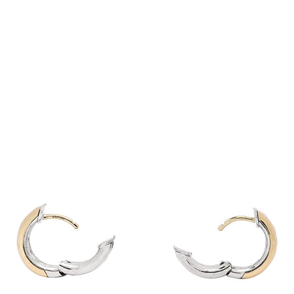 David Yurman Sterling Silver 18K Yellow Gold Diamond Mercer Huggie Hoop Earrings 3 of 5
