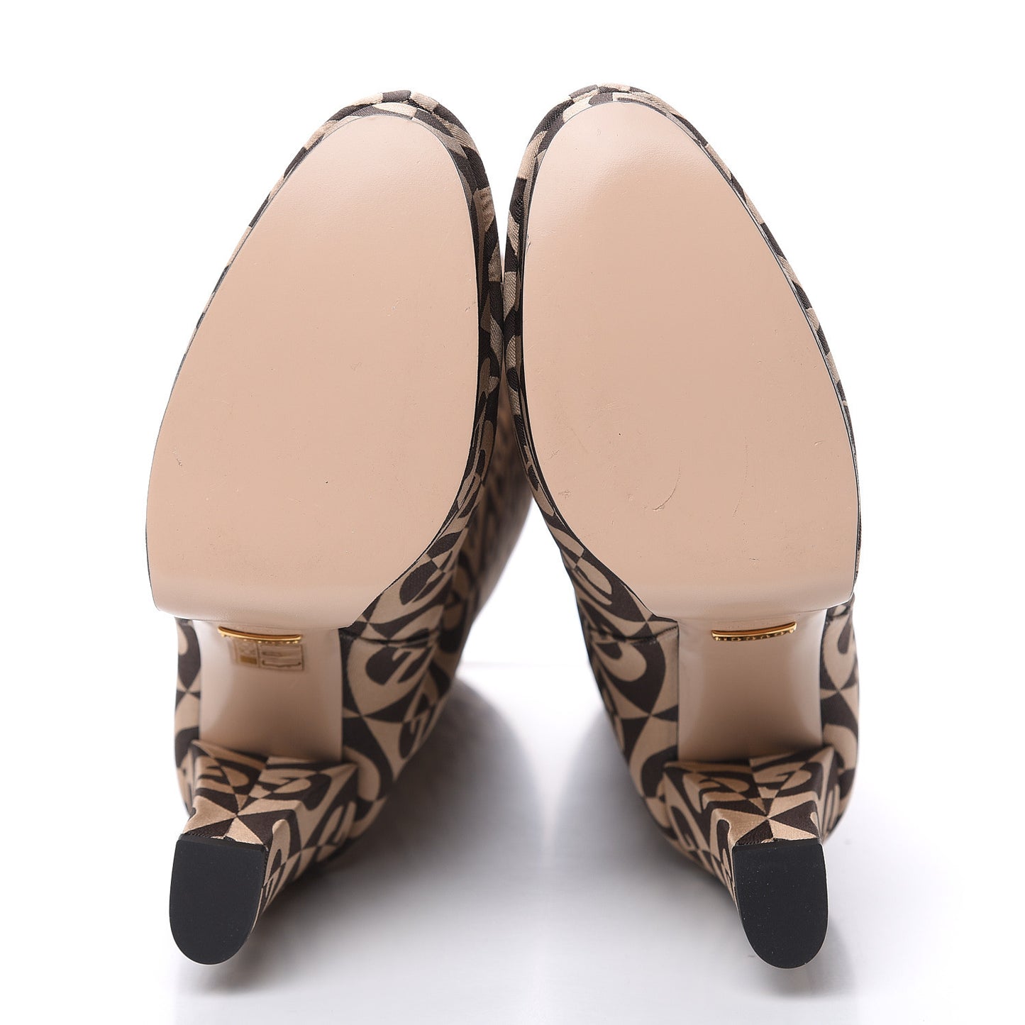 Fabric G Rhombus Print Platform Boots 37 Beige Cocoa