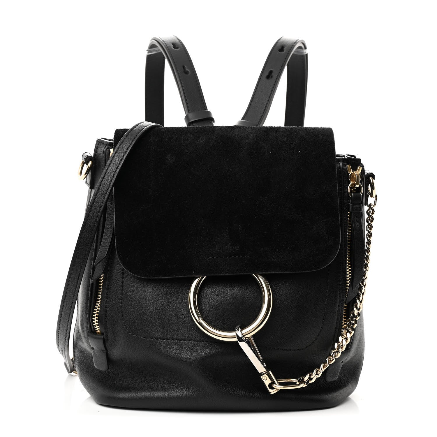 Chloe Suede Calfskin Small Faye Backpack Black 1 of 11