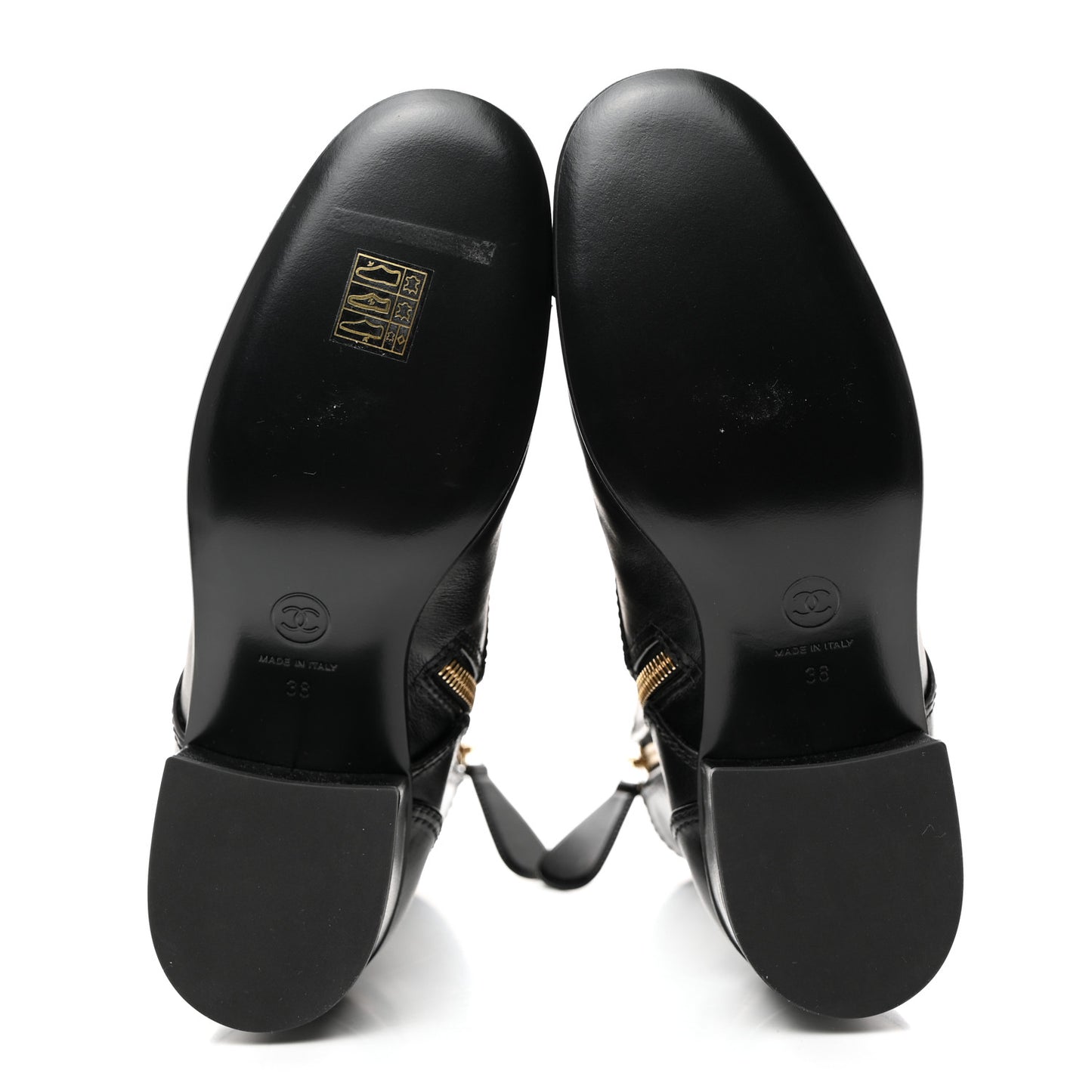 Calfskin Patent Cap Toe CC Lace Up Boots 38 Black