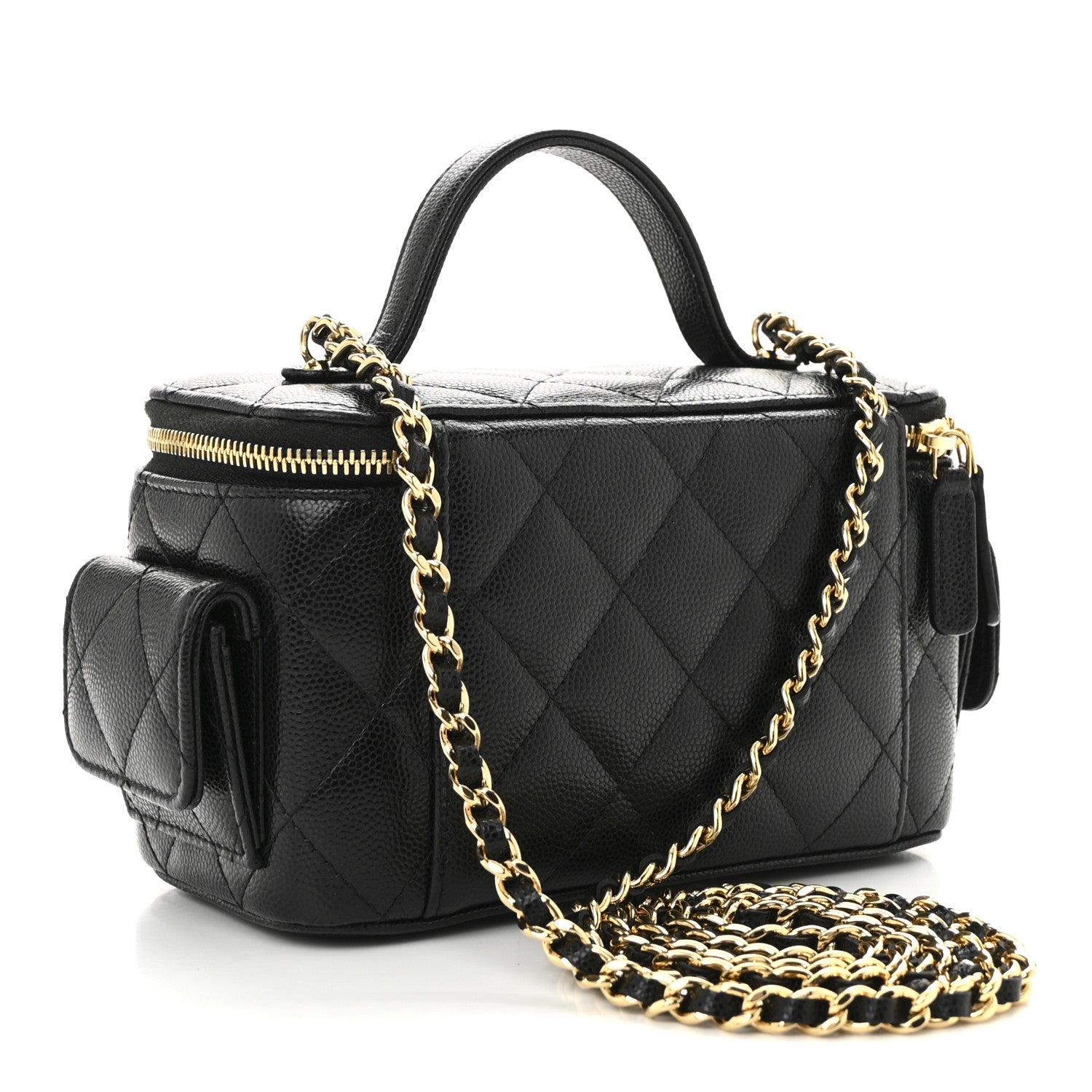 Chanel Caviar Quilted Polly Pocket East West Top Vanity With Chain Black 3 of 11