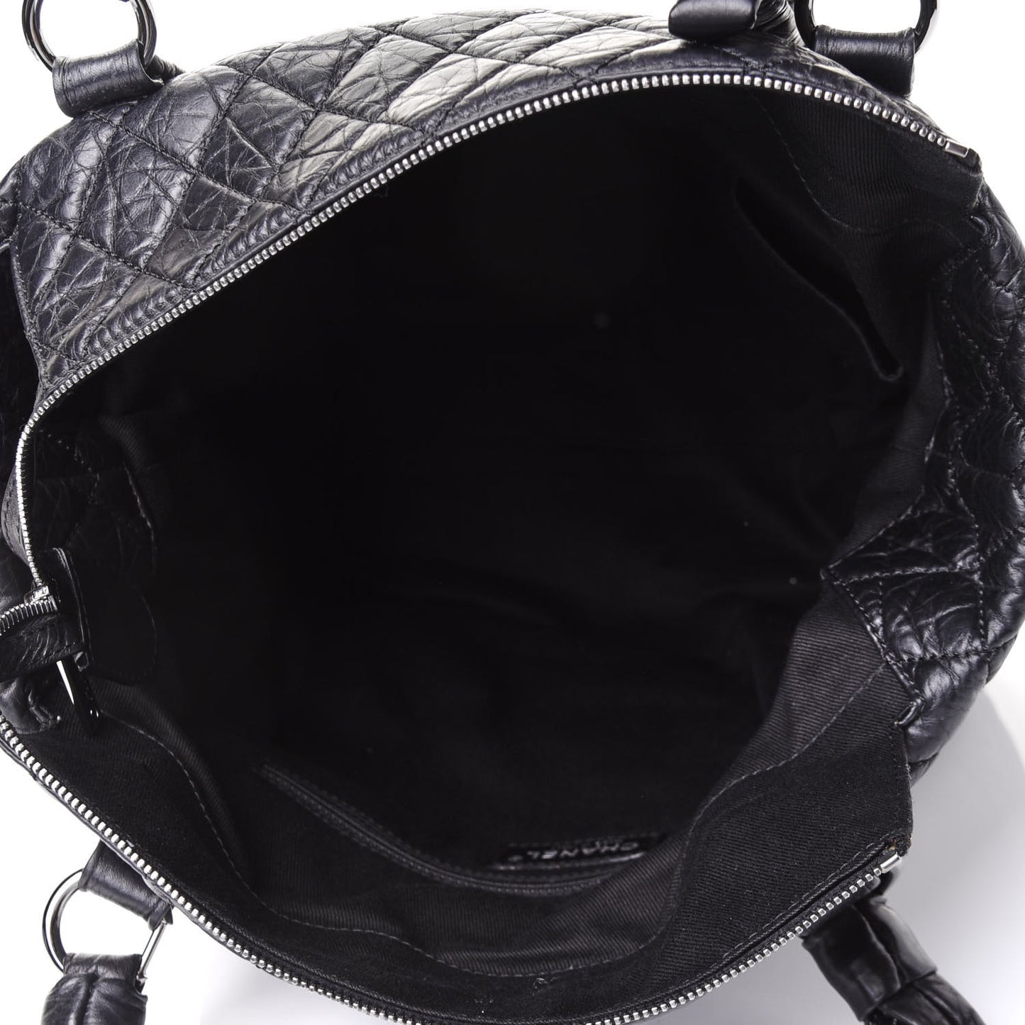 Distressed Lambskin Vintage Ligne Lady Braid Tote Black
