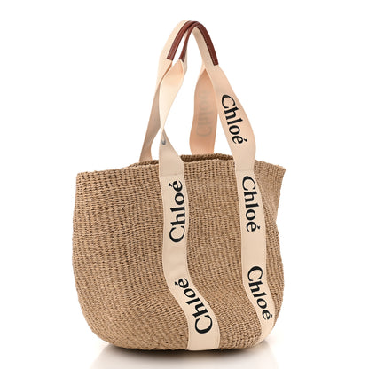 Chloe Raffia Large Woody Basket Bag White 3 of 10