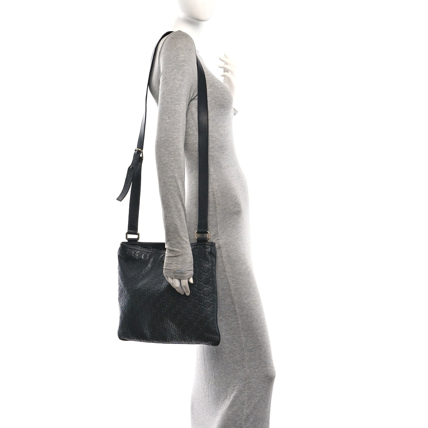 Guccissima Medium Flat Messenger Bag Black