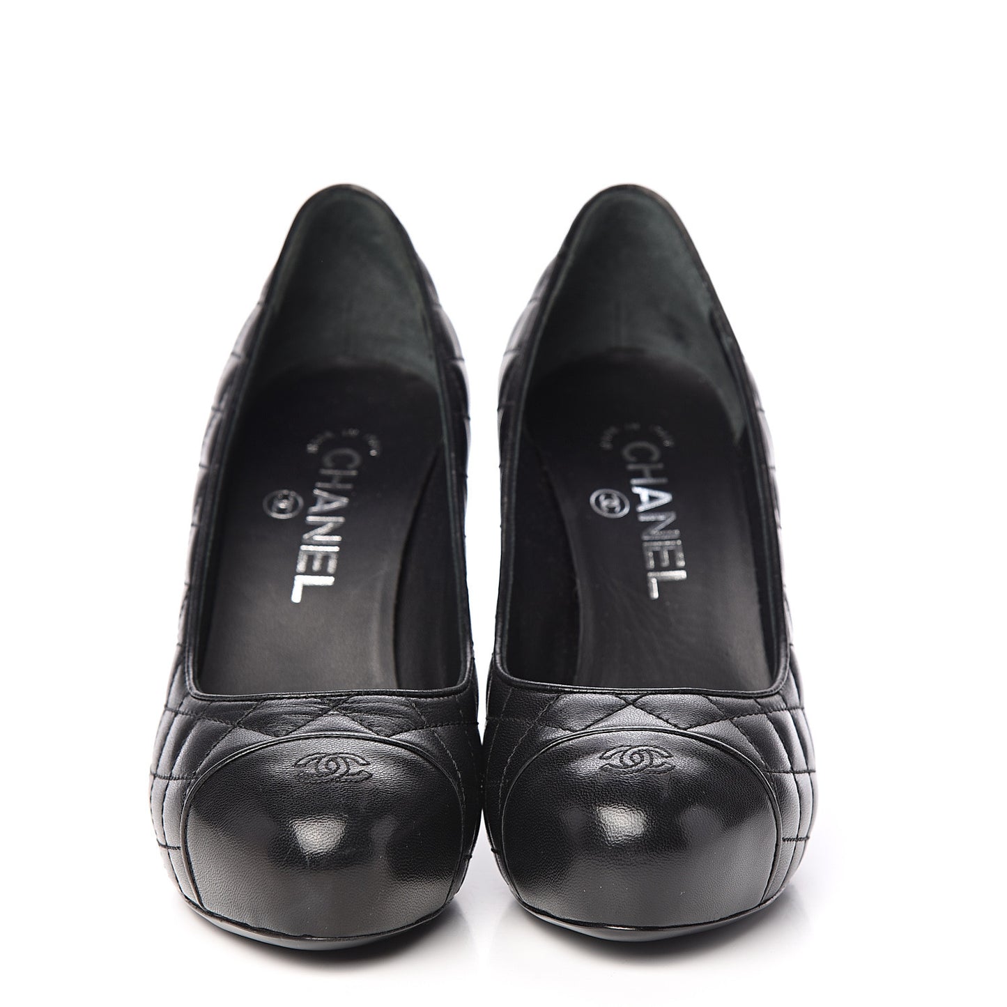 Lambskin Quilted Cap Toe Pumps 36.5 Black