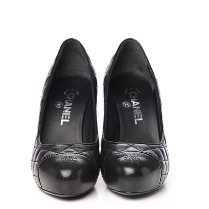 Chanel Lambskin Quilted Cap Toe Pumps 36.5 Black 2 of 9
