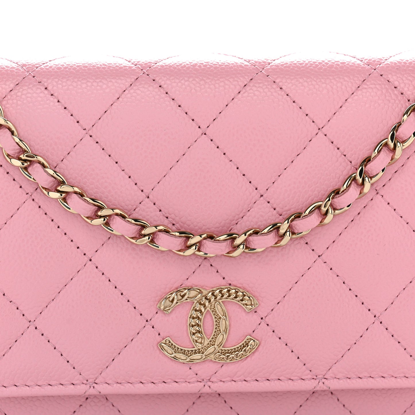 Caviar Quilted Multi Chain Wallet On Chain WOC Light Pink