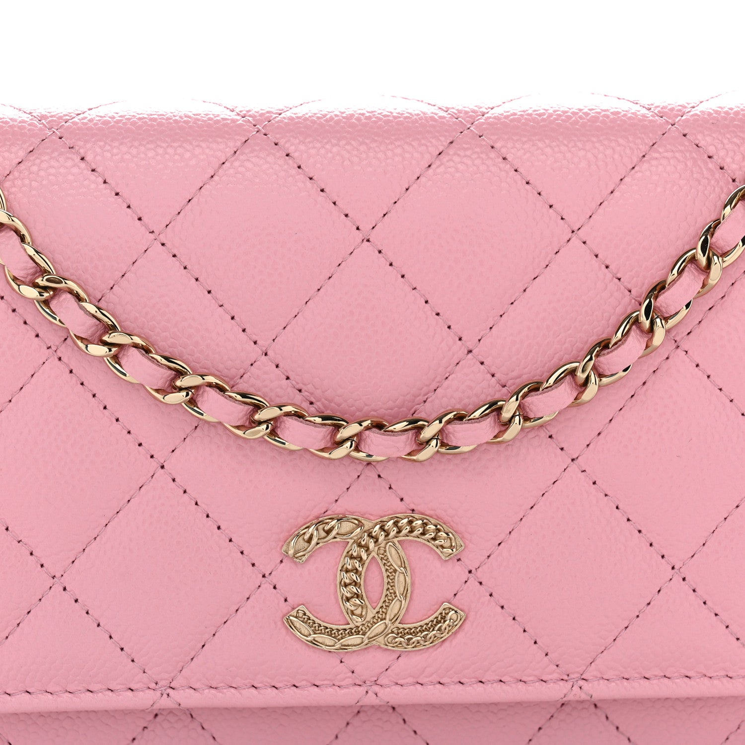 Chanel Caviar Quilted Multi Chain Wallet On Chain WOC Light Pink 8 of 11