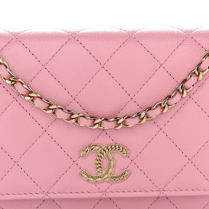 Chanel Caviar Quilted Multi Chain Wallet On Chain WOC Light Pink 8 of 11