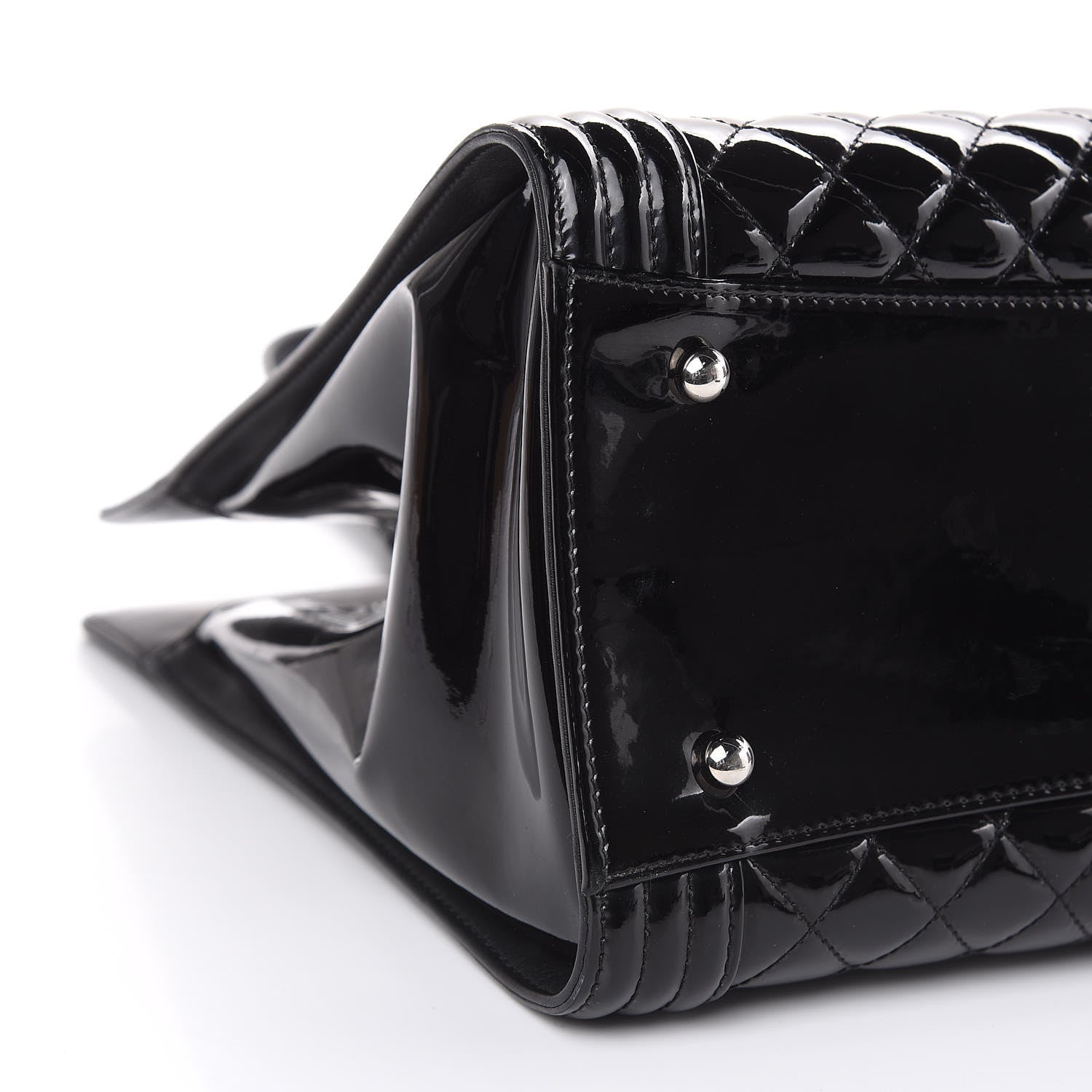 Chanel Patent Calfskin Quilted Plexiglass Boy Shopping Tote Black 8 of 17