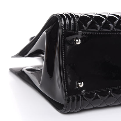 Chanel Patent Calfskin Quilted Plexiglass Boy Shopping Tote Black 8 of 17