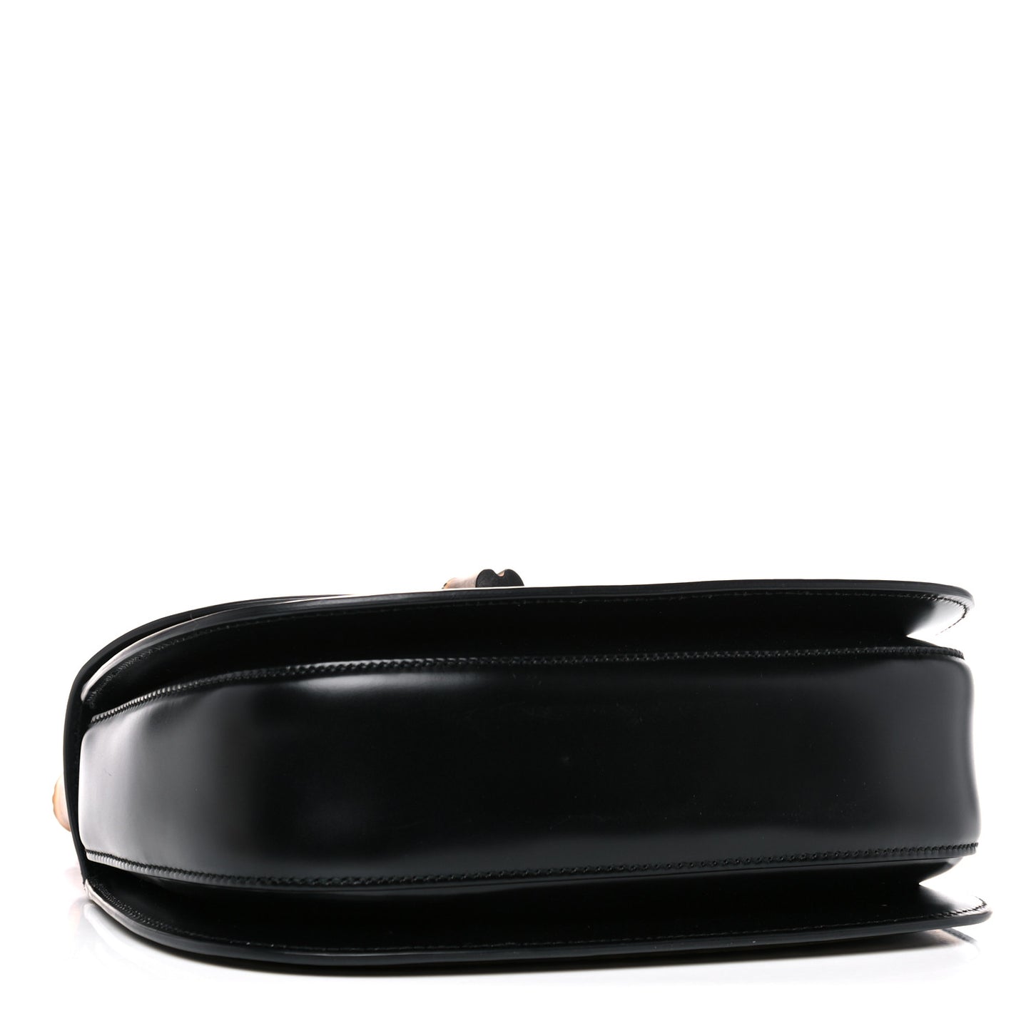 Calfskin Frame Print Bamboo Top Handle Bag Black
