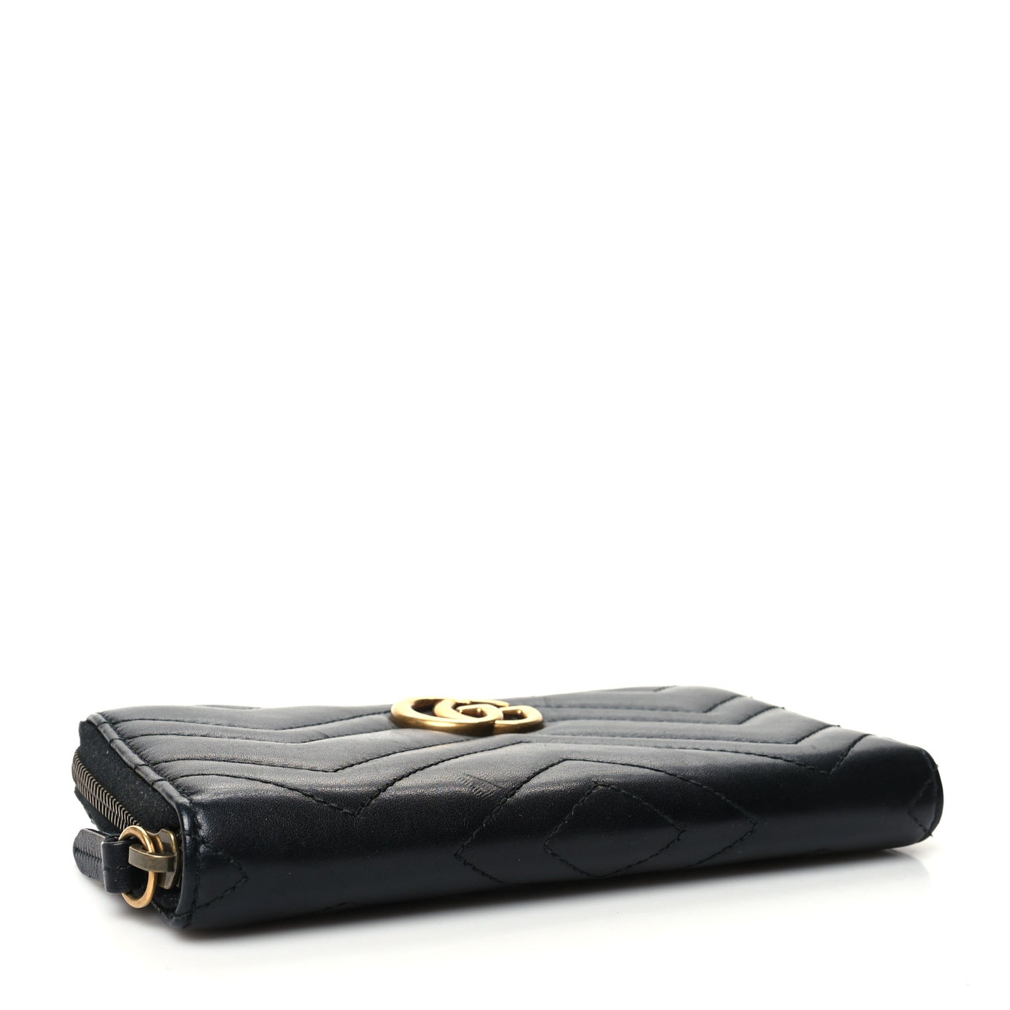 Calfskin Matelasse GG Marmont Zip Around Wallet Black