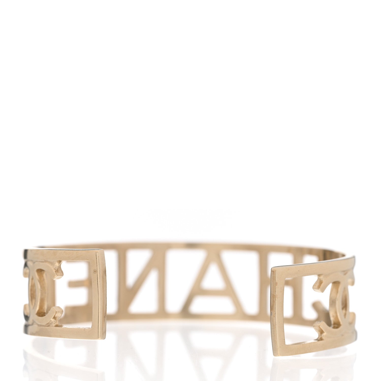 Chanel Metal Logo Cuff Gold 3 of 5