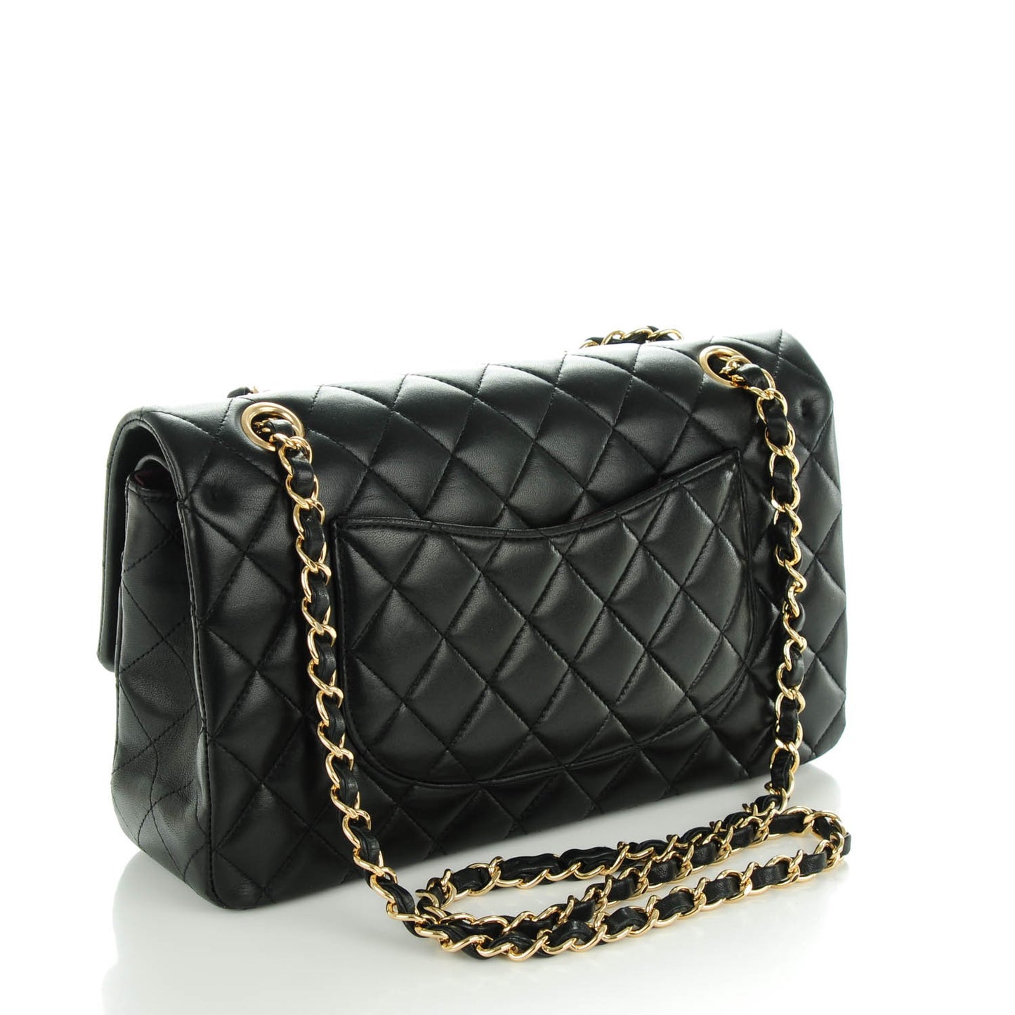 Lambskin Quilted Medium Double Flap Black