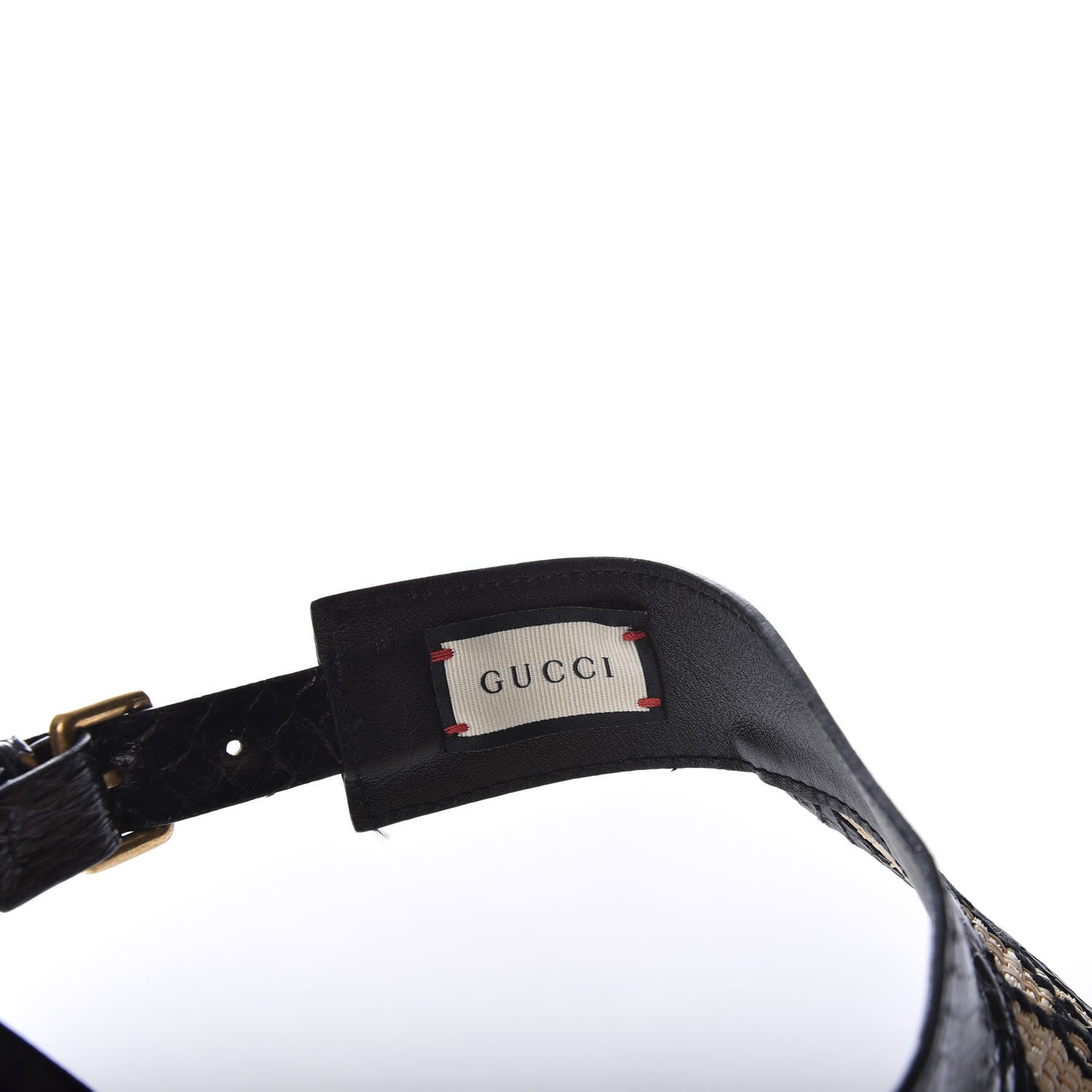 Gucci Raffia Elaphe GG Embroidered Visor M Ivory Black 7 of 8