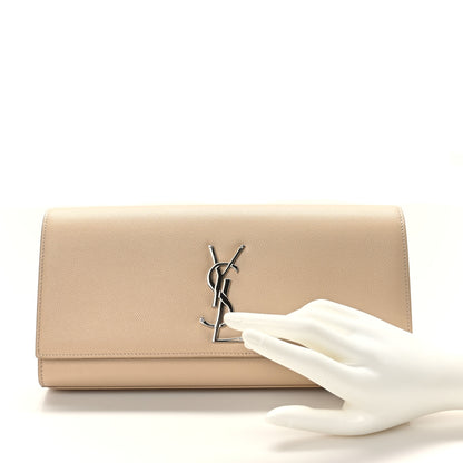 Saint Laurent Grain De Poudre Classic Monogram Cassandre Clutch Nude 2 of 7