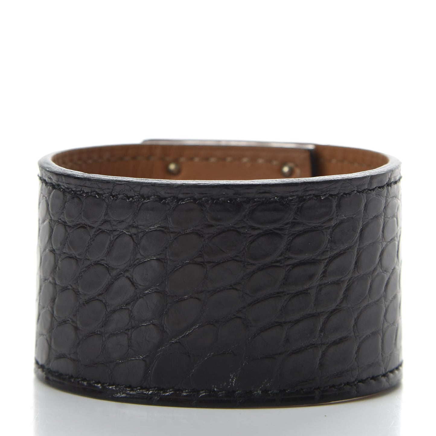 Matte Alligator Kelly Dog Cuff Black