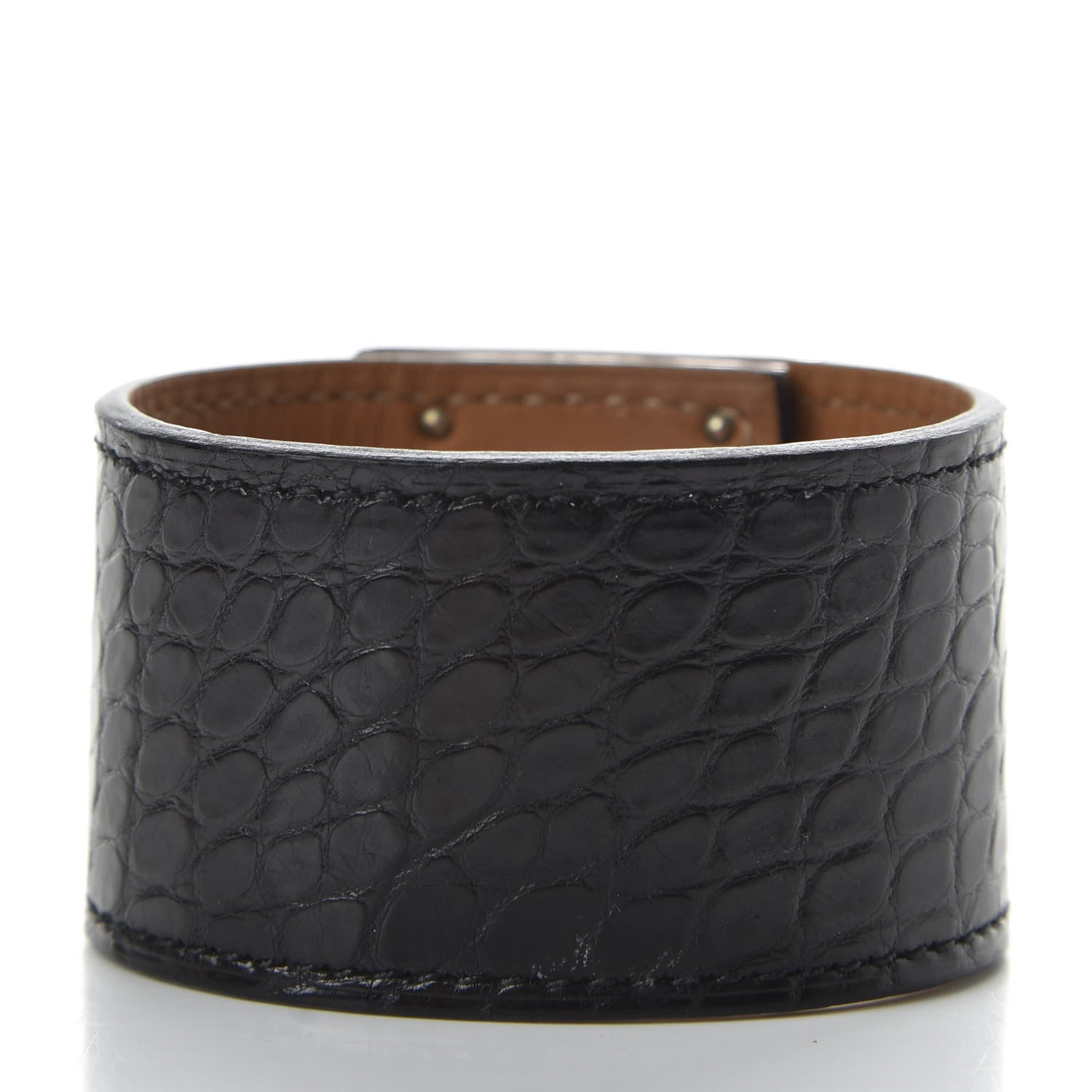 Hermes Matte Alligator Kelly Dog Cuff Black 3 of 6
