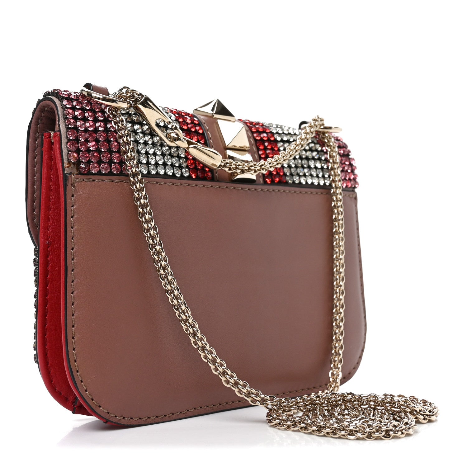 Valentino Garavani Vitello Crystal Embellished Small Glam Lock Rockstud Flap Multicolor 3 of 9
