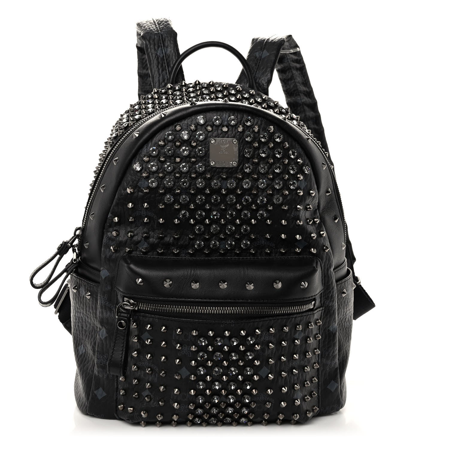 MCM Visetos Swarovski Studded Small Diamond Backpack Black 1 of 11