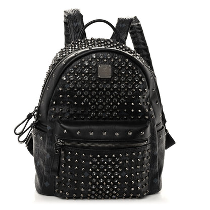 MCM Visetos Swarovski Studded Small Diamond Backpack Black 1 of 11