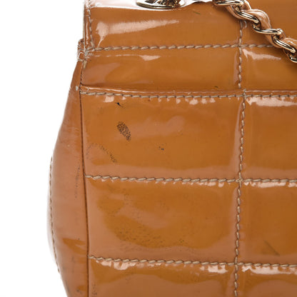 Chanel Patent Quilted Medium Chocolate Bar Flap Tan 9 of 20