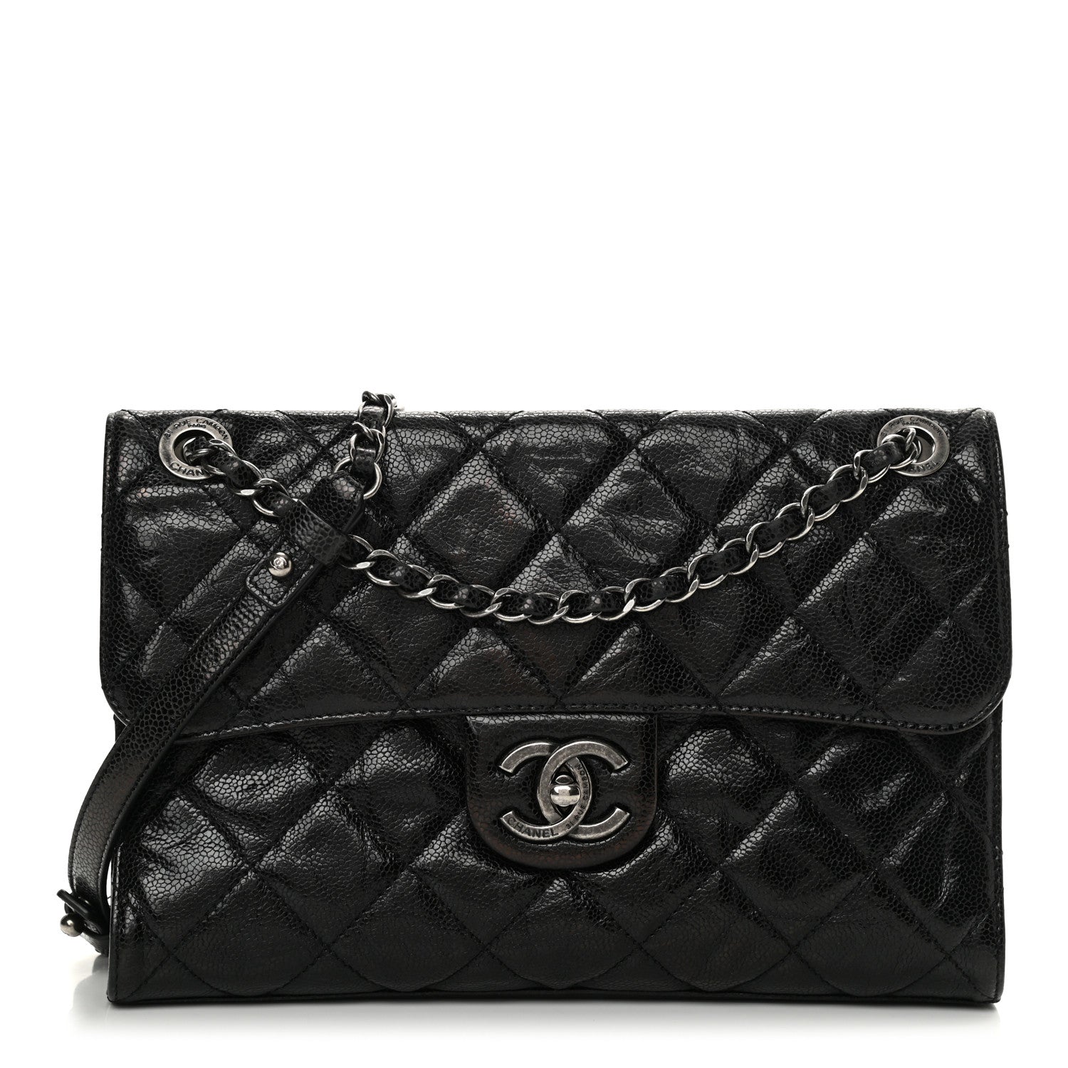 Chanel Crumpled Grained Calfskin Medium CC Crave Flap Black 1 of 12