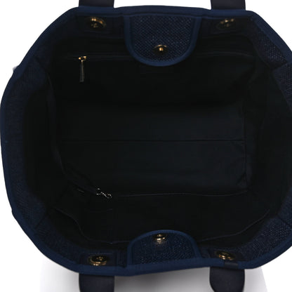 Chanel Woven Straw Raffia Medium Deauville Tote Navy 5 of 9