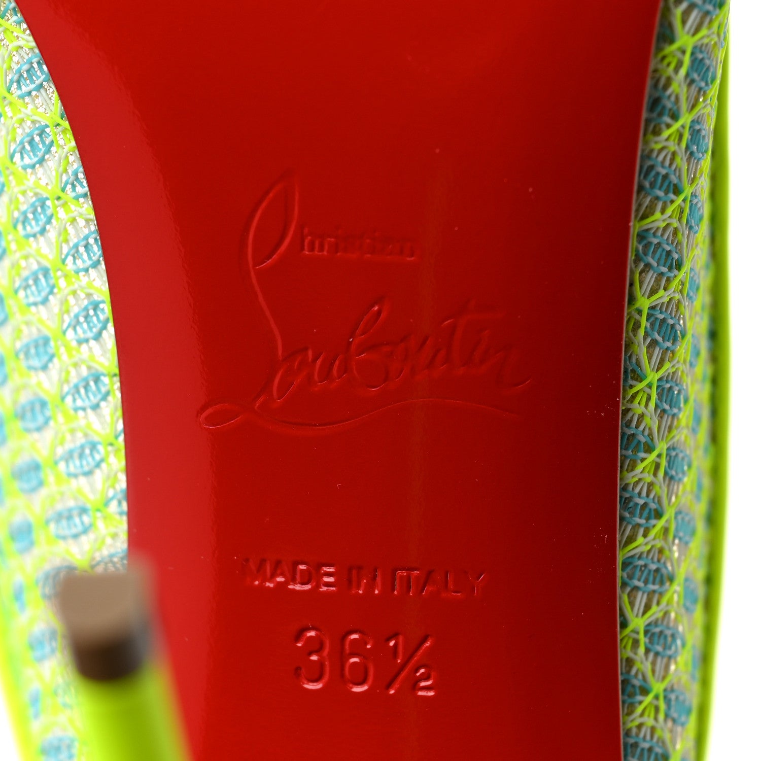 Christian Louboutin Fishnet Follies Lace 100 Pumps 36.5 Neon Yellow 6 of 8